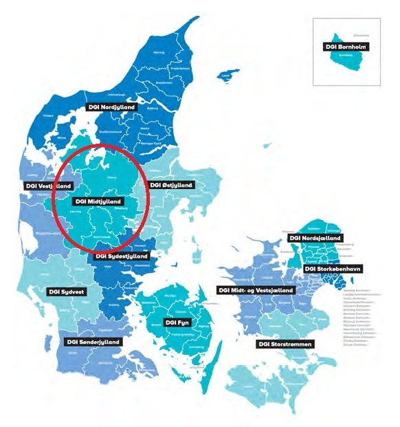 Regiones de DGI en Dinamarca